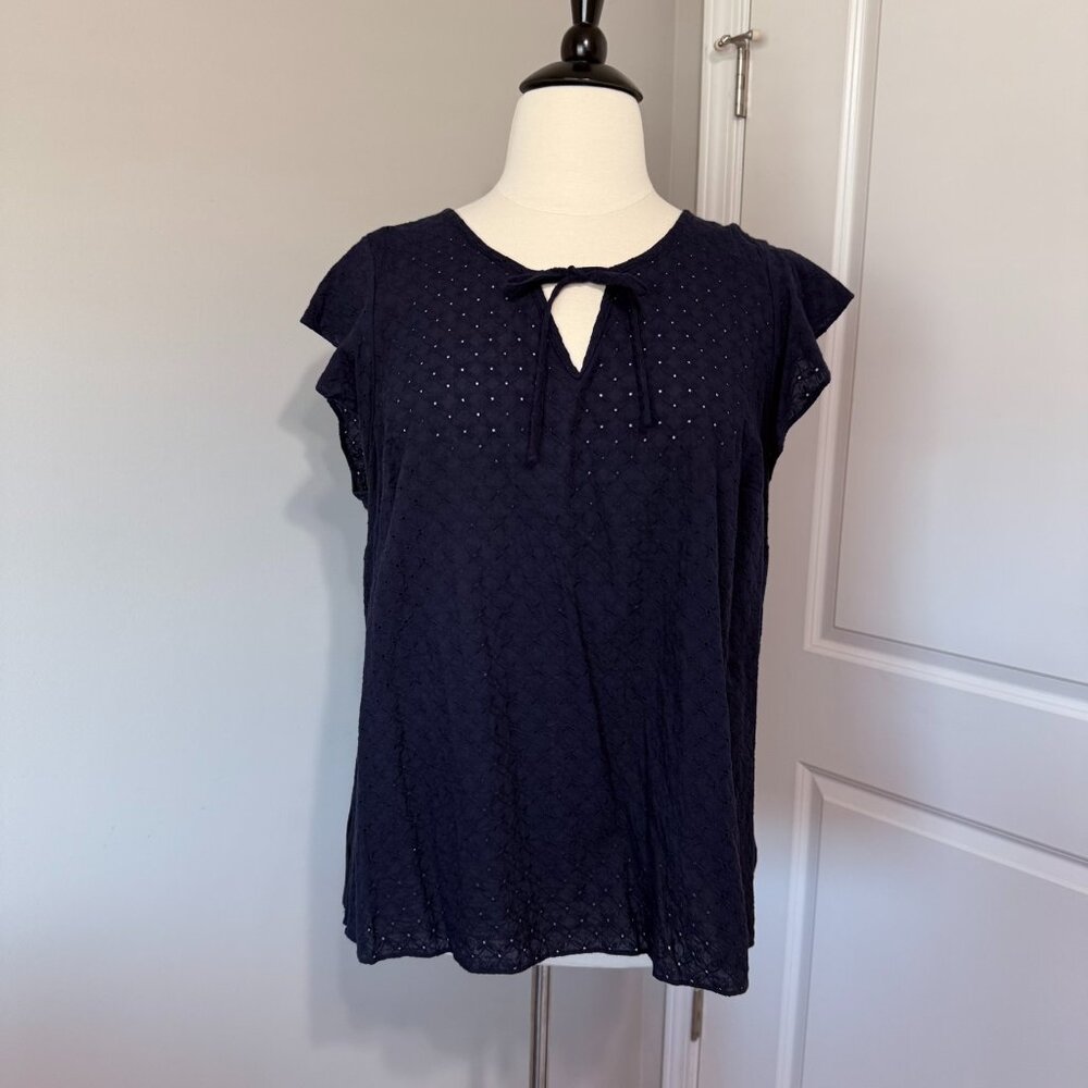 Lane Bryant Navy Eyelet Flutter Sleeve Top – Size 22/24
